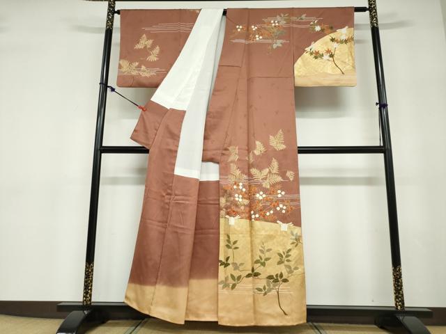 平和屋着物○訪問着 駒刺繍 草花籬文 金彩 正絹 逸品 DABD9313ud