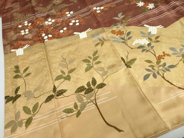 平和屋着物●訪問着　駒刺繍　草花籬文　金彩　正絹　逸品　DABD9313ud 平和屋着物○訪問着 駒刺繍 草花籬文 金彩 正絹 逸品 DABD9313ud