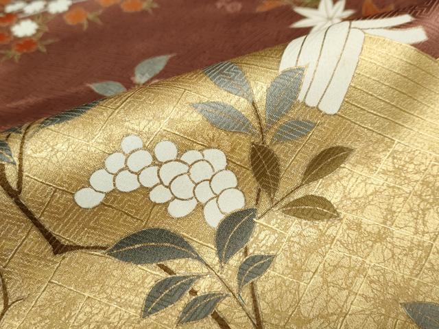 平和屋着物●訪問着　駒刺繍　草花籬文　金彩　正絹　逸品　DABD9313ud 平和屋着物○訪問着 駒刺繍 草花籬文 金彩 正絹 逸品 DABD9313ud