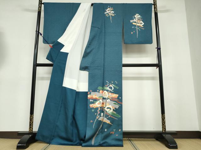 平和屋着物●訪問着　抽象文様　金彩　正絹　逸品　DABD9322ud