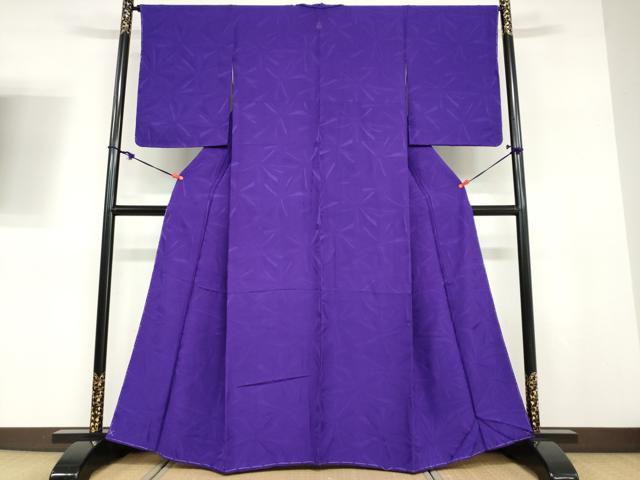平和屋着物●上質な色無地　花尽くし地紋　本紫色　正絹　逸品　DABD9325ud
