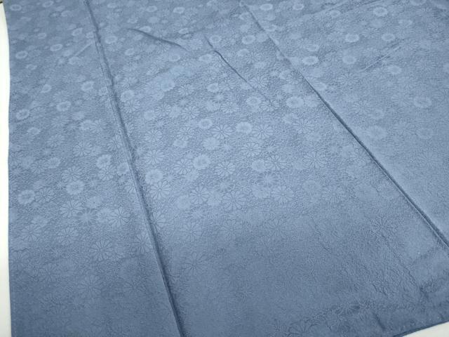 平和屋着物●上質な色無地　菊地紋　青藤色　正絹　逸品　DABD9326ud