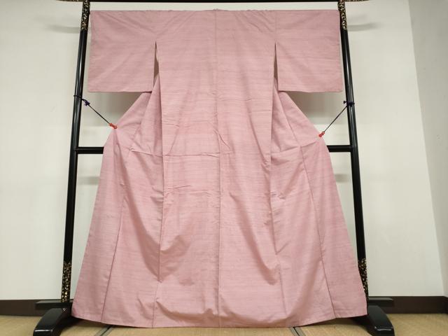 平和屋着物●結城紬　紅梅色　正絹　逸品　DABD9332ud