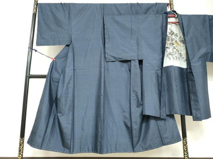 平和屋着物●男性　本場大島紬　アンサンブル　長羽織　抽象文様　正絹　逸品　未使用　DABD9336ud
