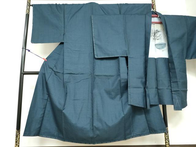 平和屋着物●男性　紬　アンサンブル　長羽織　100亀甲　総詰め　正絹　逸品　未使用　DABD9341ud