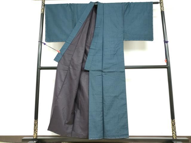 平和屋着物●男性　紬　アンサンブル　長羽織　100亀甲　総詰め　正絹　逸品　未使用　DABD9341ud