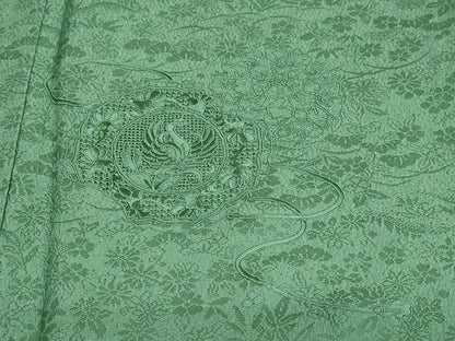 平和屋着物●中国三大刺繍　スワトウ刺繍　汕頭刺繍　総刺繍　無地絵羽訪問着　花鳥文　木賊色　正絹　逸品　DABD9347ud