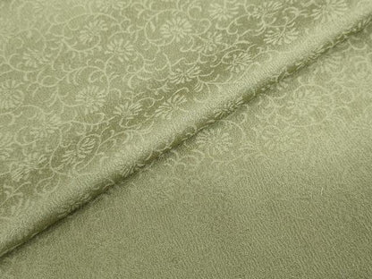 平和屋着物●上質な色無地　花唐草地紋　麹塵色　正絹　逸品　DABD9350ud