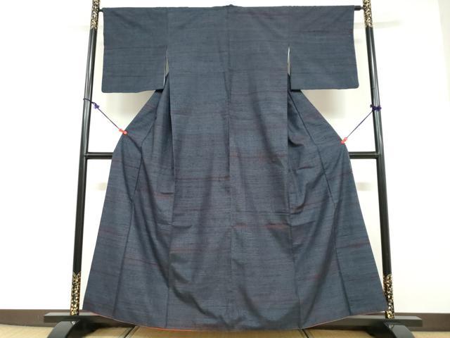 平和屋着物●結城紬　100亀甲　横段文　おく田謹製　正絹　逸品　DABD9352ud