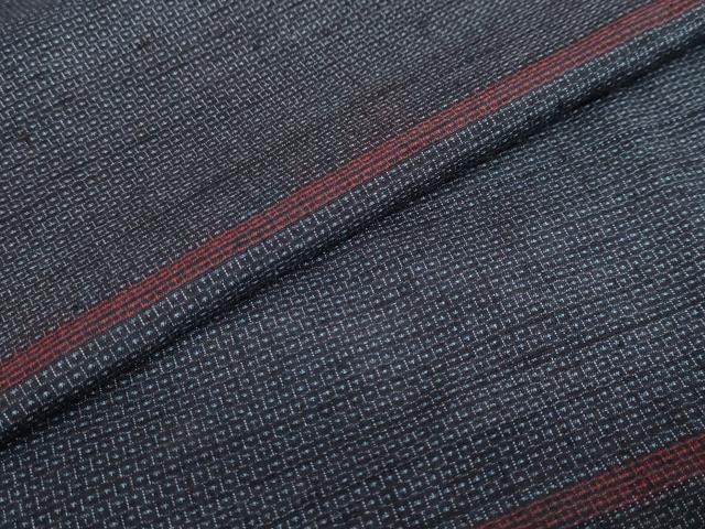 平和屋着物●結城紬　100亀甲　横段文　おく田謹製　正絹　逸品　DABD9352ud
