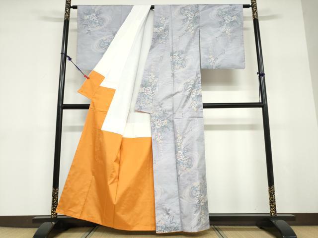 平和屋着物○都喜ヱ門 本場大島紬 7マルキ 総絣 流水草花
