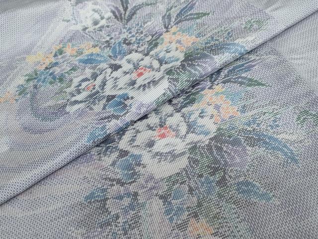 平和屋着物●都喜ヱ門　本場大島紬　7マルキ　総絣　流水草花文　藤絹織物謹製　正絹　逸品　DABD9356ud