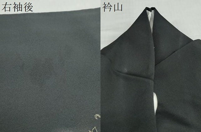 平和屋着物●訪問着　流水花鳥文　暈し染め　黒地　金彩　正絹　逸品　DABD9357ud