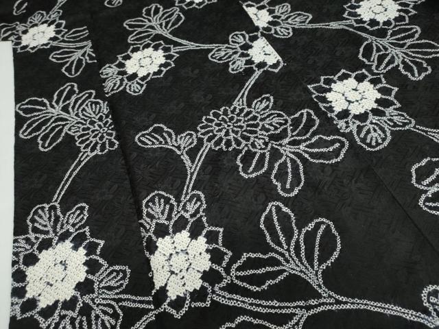 平和屋着物●上質な小紋　絞り　草花文　黒地　正絹　逸品　DABD9358ud