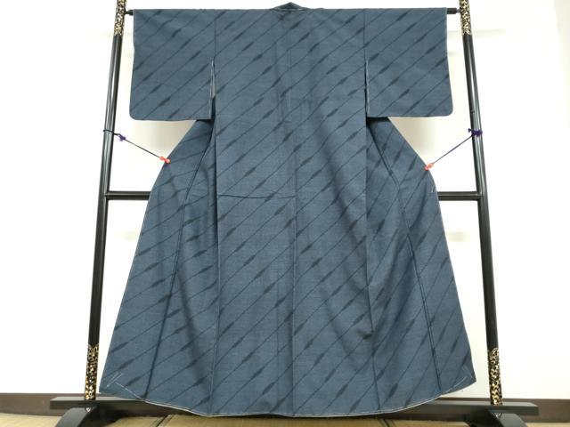 平和屋着物●結城紬　100亀甲　変わり縞　正絹　逸品　未使用　DABD9359ud