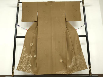 平和屋着物●友禅作家の巨匠　浅井青仁　訪問着　草花丸文　金彩　正絹　逸品　DABD9360ud
