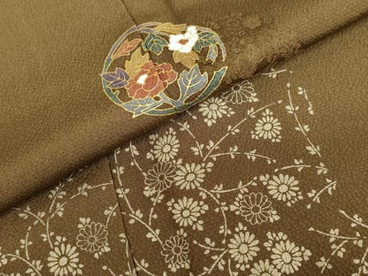平和屋着物●友禅作家の巨匠　浅井青仁　訪問着　草花丸文　金彩　正絹　逸品　DABD9360ud