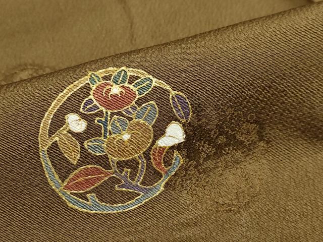 平和屋着物●友禅作家の巨匠　浅井青仁　訪問着　草花丸文　金彩　正絹　逸品　DABD9360ud 平和屋着物○友禅作家の巨匠 浅井青仁 訪問着 草花丸文 金彩 正絹 逸品