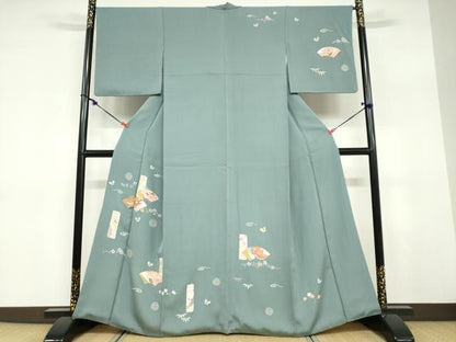 平和屋着物●訪問着　地紙花蝶文　金彩　ますいわ屋扱い　正絹　逸品　DABD9361ud