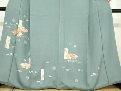 平和屋着物●訪問着　地紙花蝶文　金彩　ますいわ屋扱い　正絹　逸品　DABD9361ud