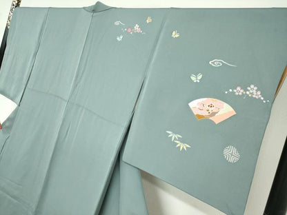平和屋着物●訪問着　地紙花蝶文　金彩　ますいわ屋扱い　正絹　逸品　DABD9361ud