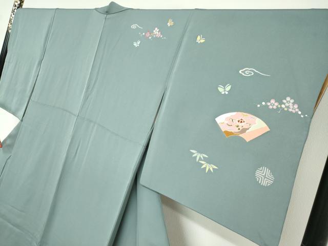 平和屋着物●訪問着　地紙花蝶文　金彩　ますいわ屋扱い　正絹　逸品　DABD9361ud