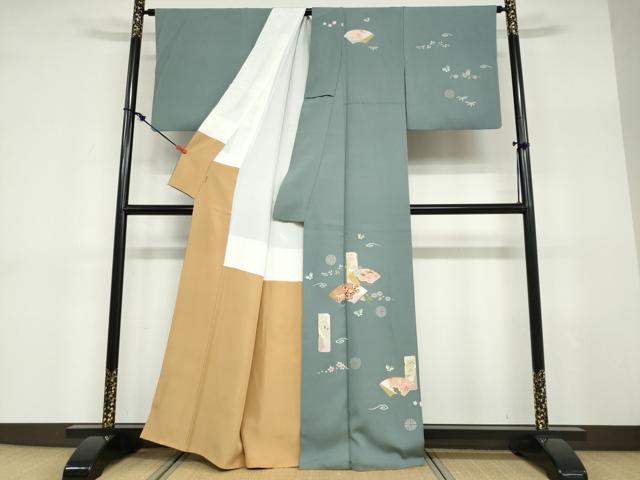 平和屋着物●訪問着　地紙花蝶文　金彩　ますいわ屋扱い　正絹　逸品　DABD9361ud