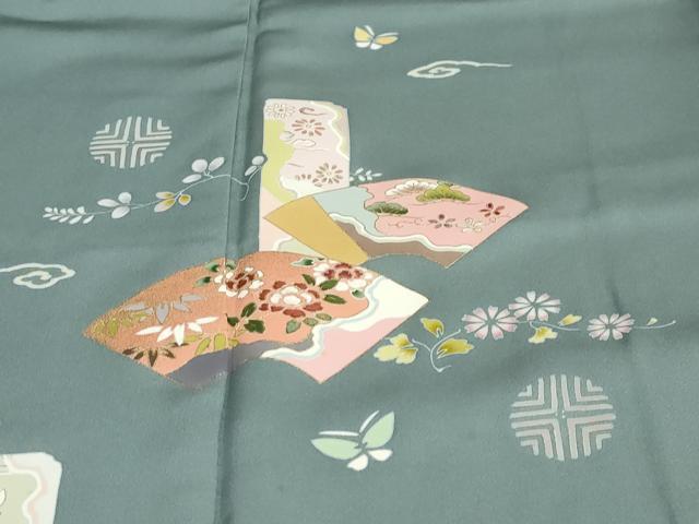 平和屋着物●訪問着　地紙花蝶文　金彩　ますいわ屋扱い　正絹　逸品　DABD9361ud