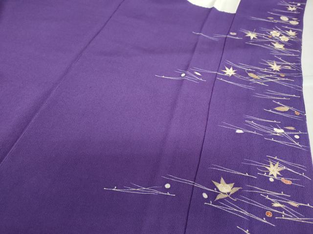 平和屋着物●訪問着　駒刺繍　飛鶴草花文　金彩　鬼しぼ縮緬　正絹　逸品　DABD9363ud 平和屋着物○訪問着 駒刺繍 飛鶴草花文 金彩 鬼しぼ縮緬