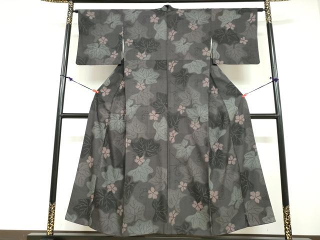 平和屋着物●上質な紬　蔦の葉文　正絹　逸品　DABD9366ud 平和屋着物○上質な紬 蔦の葉文 正絹 逸品 DABD9366ud