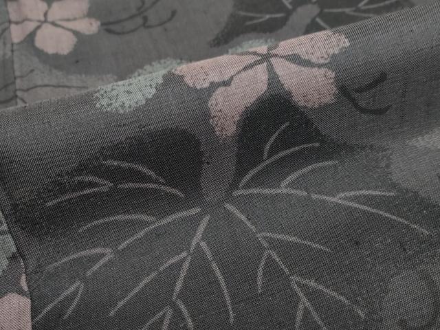 平和屋着物●上質な紬　蔦の葉文　正絹　逸品　DABD9366ud
