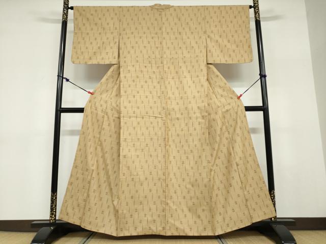 平和屋着物●上質な紬　絣文様　正絹　逸品　DABD9367ud