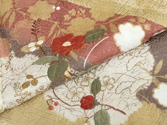 平和屋着物●訪問着　駒刺繍　絞り　雪輪草花文　金彩　正絹　逸品　未使用　DABD9368ud 平和屋着物○訪問着 駒刺繍 絞り 雪輪草花文 金彩 正絹 逸品 未