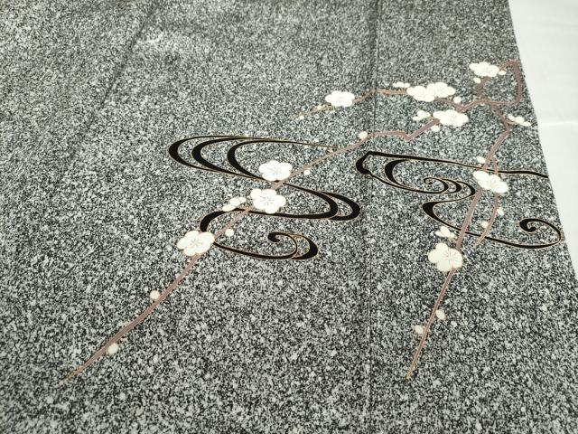 平和屋着物●訪問着　流水群れ鳥草花文　暈し染め　黒地　金彩　正絹　逸品　DABD9371ud