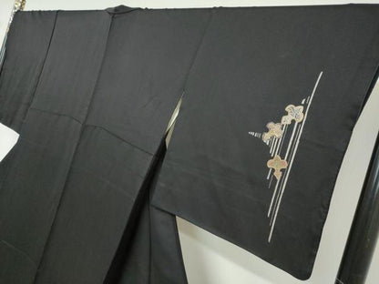 平和屋着物●訪問着　凧　たこ　暈し染め　黒地　金彩　正絹　逸品　DABD9372ud