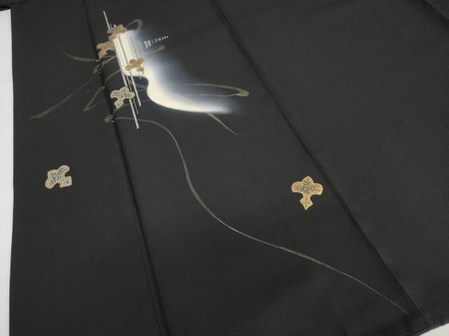 平和屋着物●訪問着　凧　たこ　暈し染め　黒地　金彩　正絹　逸品　DABD9372ud