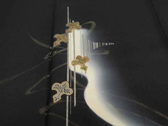 平和屋着物●訪問着　凧　たこ　暈し染め　黒地　金彩　正絹　逸品　DABD9372ud