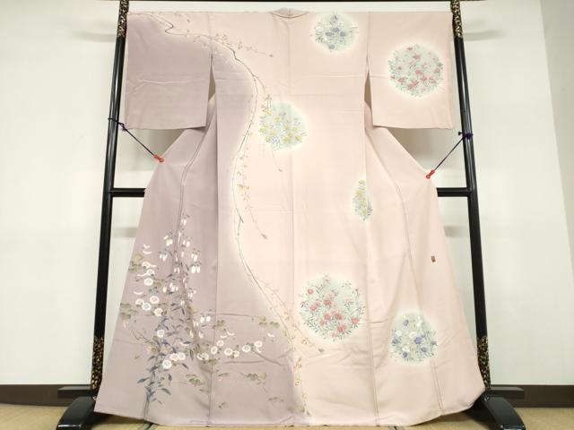 平和屋着物●京友禅工芸作家　小宮山彌一　訪問着　草花文　暈し染め　正絹　逸品　DABD9373ud