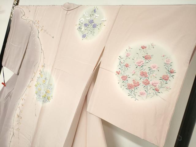 平和屋着物●京友禅工芸作家　小宮山彌一　訪問着　草花文　暈し染め　正絹　逸品　DABD9373ud