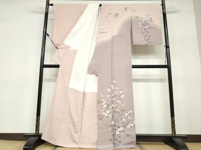 平和屋着物●京友禅工芸作家　小宮山彌一　訪問着　草花文　暈し染め　正絹　逸品　DABD9373ud