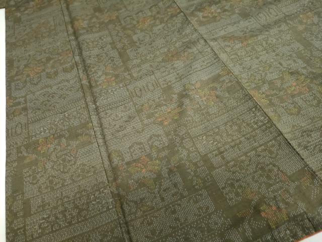 平和屋着物●結城紬　80亀甲　変わり横段花文　やまと誂製　正絹　逸品　DABD9378ud