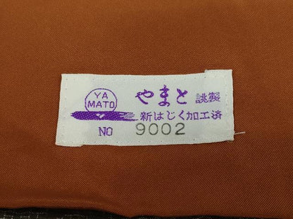 平和屋着物●結城紬　80亀甲　変わり横段花文　やまと誂製　正絹　逸品　DABD9378ud