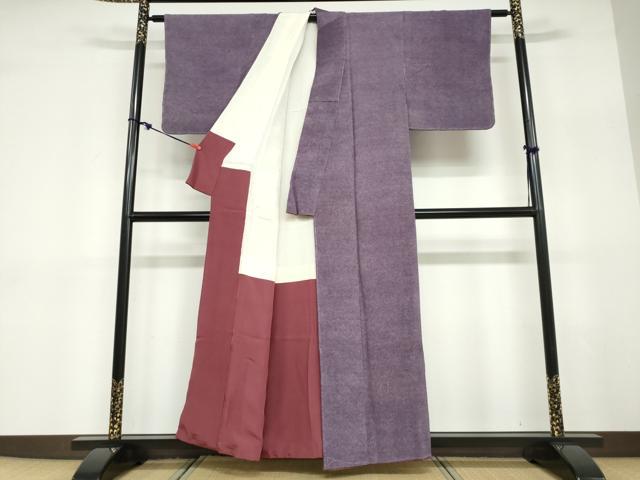 平和屋着物●江戸小紋　彫：町谷弘之　染：清水峯川　鮫小紋柄　鬼しぼ縮緬　正絹　逸品　未使用　DABD9379ud