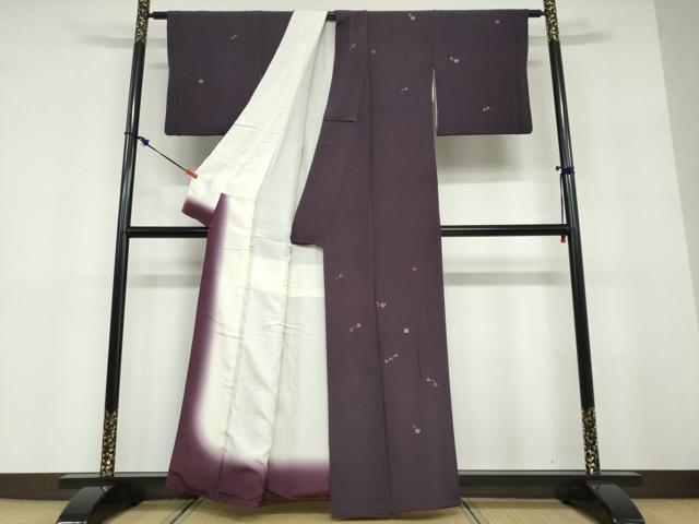 平和屋着物●訪問着　総刺繍　草花文　鬼しぼ縮緬　正絹　逸品　DABD9381ud