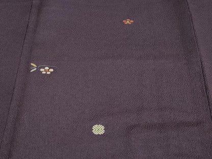 平和屋着物●訪問着　総刺繍　草花文　鬼しぼ縮緬　正絹　逸品　DABD9381ud