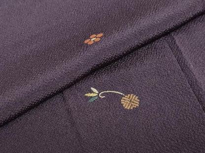 平和屋着物●訪問着　総刺繍　草花文　鬼しぼ縮緬　正絹　逸品　DABD9381ud
