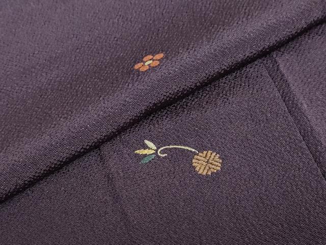平和屋着物●訪問着　総刺繍　草花文　鬼しぼ縮緬　正絹　逸品　DABD9381ud