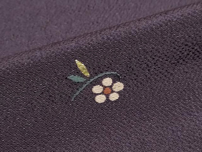 平和屋着物●訪問着　総刺繍　草花文　鬼しぼ縮緬　正絹　逸品　DABD9381ud