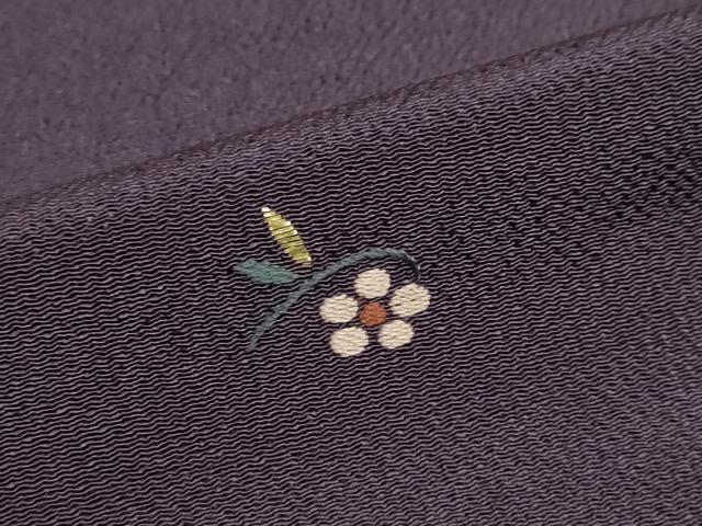 平和屋着物●訪問着　総刺繍　草花文　鬼しぼ縮緬　正絹　逸品　DABD9381ud