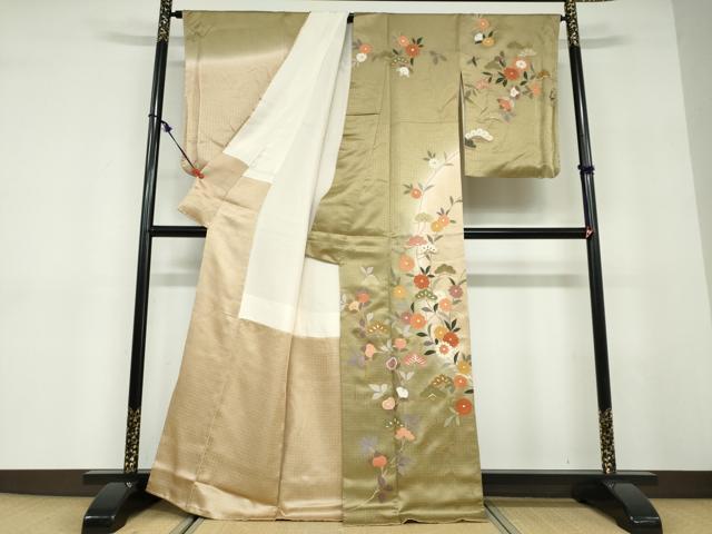 平和屋着物●訪問着　草花文　暈し染め　金彩　正絹　逸品　DABD9383ud